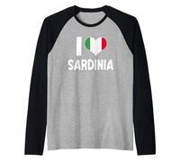 I Love Sardinia Italia Bandera Corazón Orgullo sardo Camiseta Manga Raglan