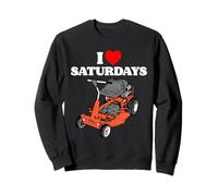 I Love Saturdays Funny Dad Joke Retro 80s Riding Lawn Mower Sudadera