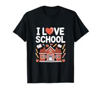 I Love School Apple Pencil Books Educación Camiseta