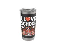 I Love School Apple Pencil Books Educación Vaso térmico de acero inoxidable de doble pared