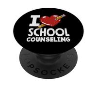I Love School Counseling Corazón Lápiz Diseño PopSockets PopGrip Adhesivo