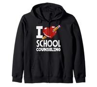 I Love School Counseling Corazón Lápiz Diseño Sudadera con Capucha