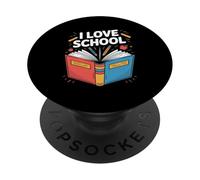 I Love School - Lápices de libros vibrantes, manzanas PopSockets PopGrip Adhesivo