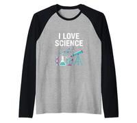 I Love Science ADN Química Telescopio Arte Camiseta Manga Raglan