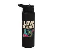 I Love Science Beaker Átomo ADN Nerd Stainless Steel Insulated Water Bottle