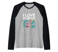 I Love Science Microscopio ADN Átomo Química Camiseta Manga Raglan