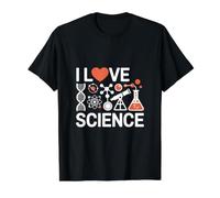 I Love Science Química de moléculas de ADN Camiseta gráfica económica, Hombre, Negro, S