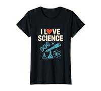 I Love Science Telescopio de ADN Química Física Camiseta gráfica económica, Mujer, Negro, XS