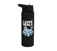 I Love Seals Cute Seal Iceberg Adoración Stainless Steel Insulated Water Bottle
