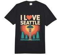 I Love Seattle Espacio Aguja Árboles Atardecer Comfort Colors Adult Heavyweight T-Shirt