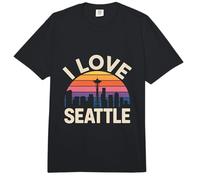 I Love Seattle Sunset Skyline Gráfico Comfort Colors Adult Heavyweight T-Shirt