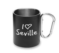 I Love Seville City Travel Spain - Taza de metal con asa de mosquetón, taza de camping