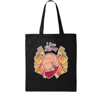 I Love Shrimp Chips and Ramen Cute Art - Bolsa de algodón ecológico natural, color negro, Black, Talla única