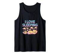 I Love Sleeping Cute Cats Luna Nubes Estrellas Camiseta sin Mangas