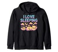 I Love Sleeping Cute Cats Luna Nubes Estrellas Sudadera con Capucha