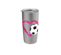 I Love Soccer Heart & Ball para niñas, adolescentes y Vaso térmico de acero inoxidable de doble pared