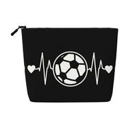 I Love Soccer - Organizador de cosméticos grande, bolsa de cáñamo falso, resistente al agua, con cremallera para viajes diarios