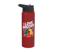 I Love Soccer Passion Balón de fútbol Stainless Steel Insulated Water Bottle