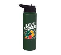 I Love Soccer Passion Balón de fútbol Stainless Steel Insulated Water Bottle