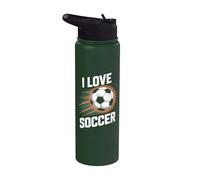 I Love Soccer Vibrante Bola Explosión Stainless Steel Insulated Water Bottle