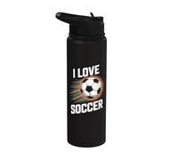 I Love Soccer Vibrante Bola Explosión Stainless Steel Insulated Water Bottle