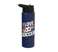 I Love Soccer Vibrante Diseño de estilo retro Stainless Steel Insulated Water Bottle