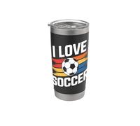 I Love Soccer Vibrante Diseño de estilo retro Vaso térmico de acero inoxidable de doble pared