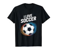 I Love Soccer Vibrante Fútbol Pasión Camiseta gráfica económica, Hombre, Negro, L