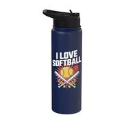 I Love Softball Pride Passion Espíritu de equipo Stainless Steel Insulated Water Bottle