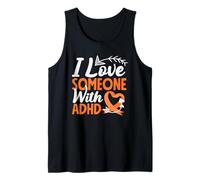 I Love Someone with ADHD Awareness Flecha Corazón Cinta Naranja Camiseta sin Mangas