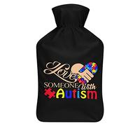 I Love Someone With Autism - Botella de agua de goma con funda de felpa suave, bolsa de agua caliente para invierno, manos y pies, protección contra el frío, 1000 ml