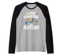 I Love Someone with Autism Kids Camiseta Manga Raglan