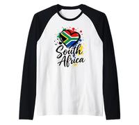 I Love South Africa Vacaciones Bandera Corazón Turista Viaje Camiseta Manga Raglan