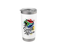 I Love South Africa Vacaciones Bandera Corazón Turista Viaje Vaso térmico de acero inoxidable de doble pared