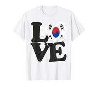 I Love South Korea Bandera Corazón Patriótico Viaje Camiseta