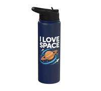 I Love Space Saturn Rockets Órbita Cósmica Stainless Steel Insulated Water Bottle