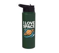 I Love Space Saturn Rockets Órbita Cósmica Stainless Steel Insulated Water Bottle