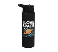I Love Space Saturn Rockets Órbita Cósmica Stainless Steel Insulated Water Bottle