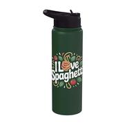 I Love Spaghetti Whimsical Tomate Basil Stainless Steel Insulated Water Bottle