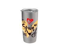 I Love Spain, Cool Spain Doodles Illustration Graphic Design Vaso térmico de acero inoxidable de doble pared