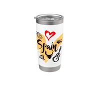 I Love Spain, Cool Spain Doodles Illustration Graphic Design Vaso térmico de acero inoxidable de doble pared