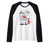 I Love Spain, Cool Spain Map with Traditional Style Doodles Camiseta Manga Raglan