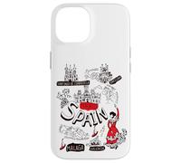 I Love Spain, Cool Spain Map with Traditional Style Doodles Carcasa para iPhone 14