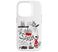 I Love Spain, Cool Spain Map with Traditional Style Doodles Carcasa para iPhone 14 Pro