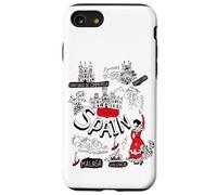 I Love Spain, Cool Spain Map with Traditional Style Doodles Carcasa para iPhone SE (2020) / 7/8