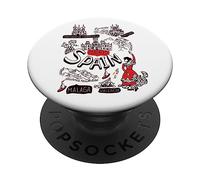 I Love Spain, Cool Spain Map with Traditional Style Doodles PopSockets PopGrip Adhesivo