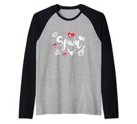 I Love Spain Culture tee Shirt, Vintage Spain Graphic Design Camiseta Manga Raglan