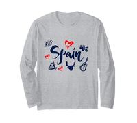I Love Spain Culture tee Shirt, Vintage Spain Graphic Design Manga Larga