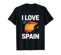 I Love Spain Mapa Orgulloso corazón español Camiseta gráfica económica, Hombre, Negro, L