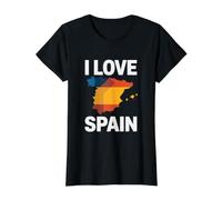 I Love Spain Mapa Orgulloso corazón español Camiseta gráfica económica, Mujer, Negro, L